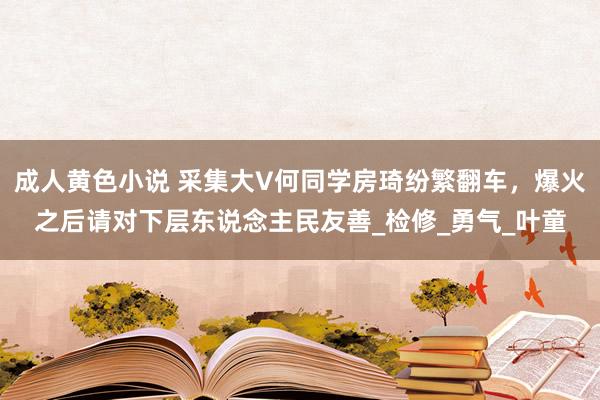成人黄色小说 采集大V何同学房琦纷繁翻车，爆火之后请对下层东说念主民友善_检修_勇气_叶童